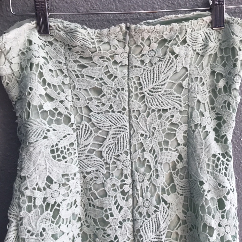 Mint Lace Bandeau Frill Midi Dress - Picture 12 of 13